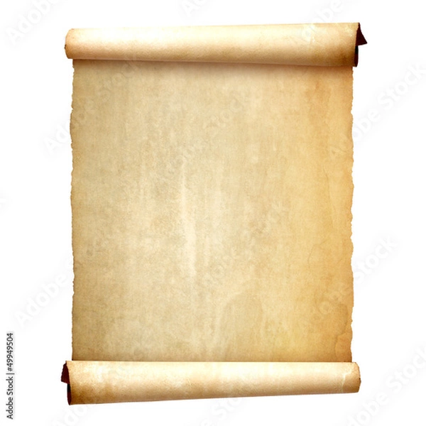 Fototapeta Old vintage scroll isolated on white background