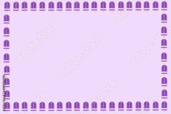 Obraz Ice cream stick with buberly inside. Graphic ice cream like a cartoon, pastel tones, purple, appetizing. used to make a picture frame or text area