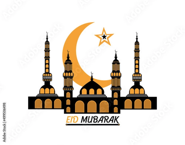 Obraz eid mubarak vector logo design black & yellow