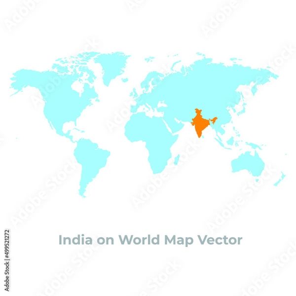 Fototapeta India Highlighted on World Map Vector