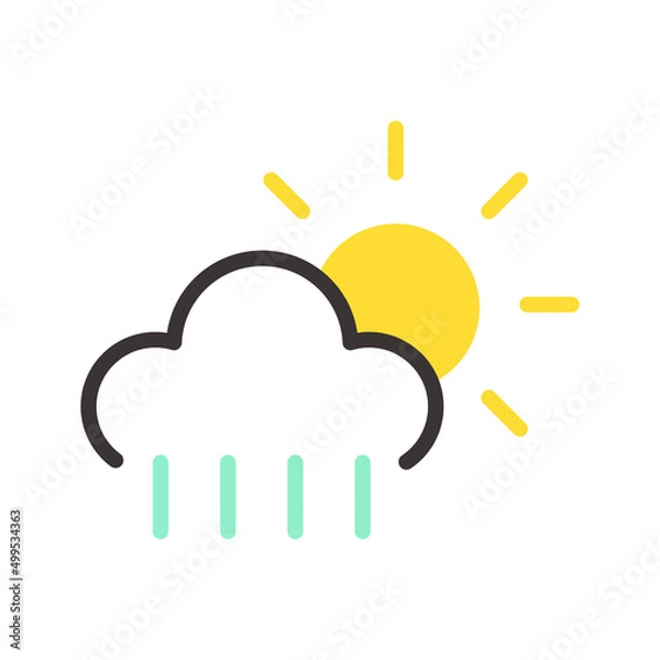 Obraz お天気アイコン　晴れ　雨　ベクターイラスト素材