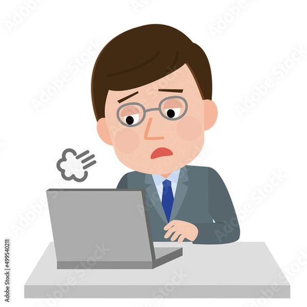 Fototapeta やる気が出ない男性会社員　イラスト