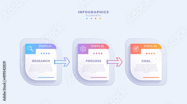 Fototapeta Gradient business infographic template with three steps