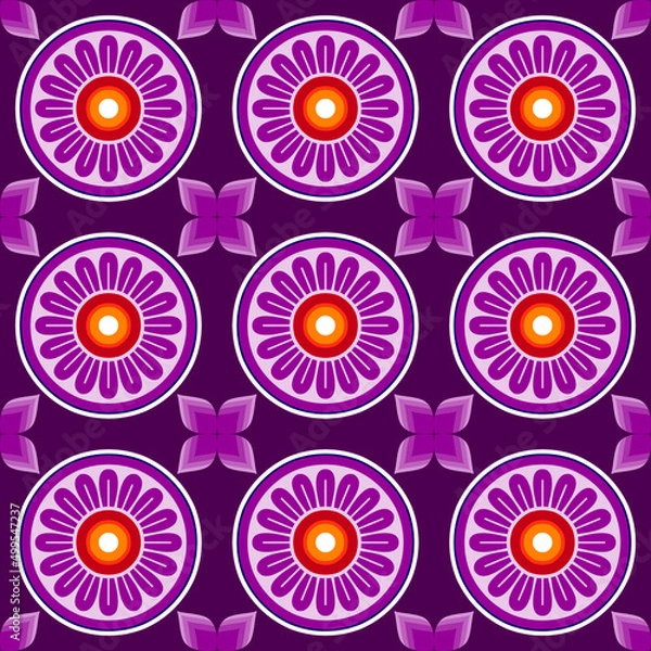 Fototapeta floral batik seamless pattern design 