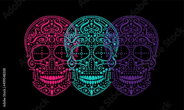 Obraz Skull vector background for fashion design, patterns, tattoos, day of the dead