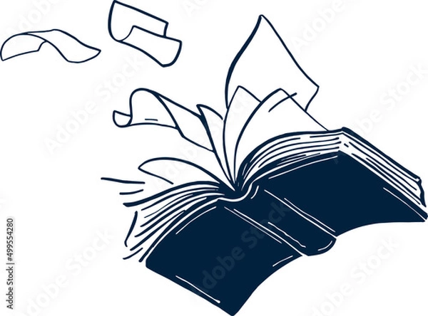 Obraz Flying book vector illustration. Open pages.