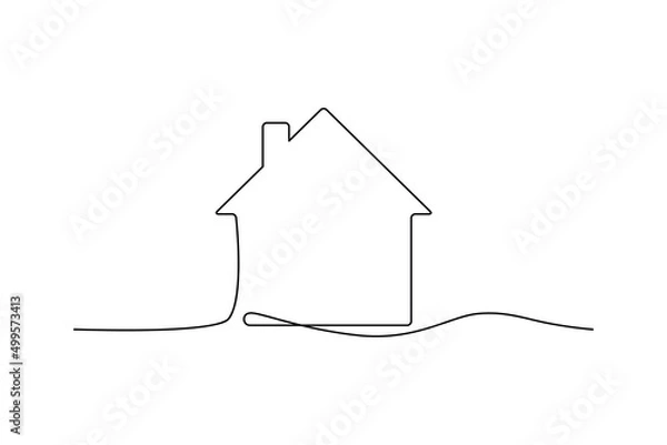 Fototapeta Continuous Thin Line Home Icon