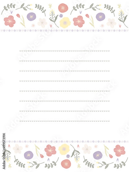 Fototapeta ピンクと紫のお花のフレーム