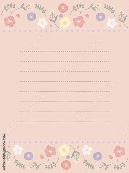 Fototapeta ピンクと紫のお花のフレーム