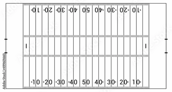 Fototapeta Diagram of a modern American football field. top view of american football field vector illustration