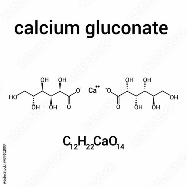 Fototapeta chemical structure of Calcium gluconate (C12H22CaO14)