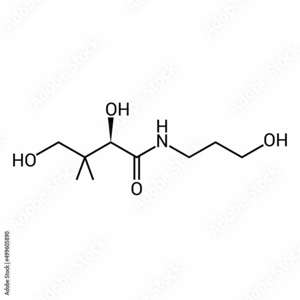 Fototapeta chemical structure of Panthenol (C9H19NO4)