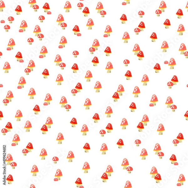 Obraz ボタニカルパターン。キノコのシームレスなパターン。テキスタイル、壁紙、包装紙のデザイン。