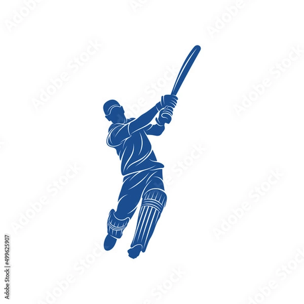 Obraz Cricket player logo design vector. Icon Symbol. Template Illustration