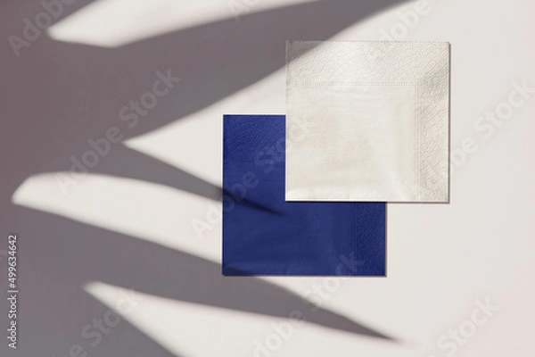Fototapeta two brown business cards with plants shadows.