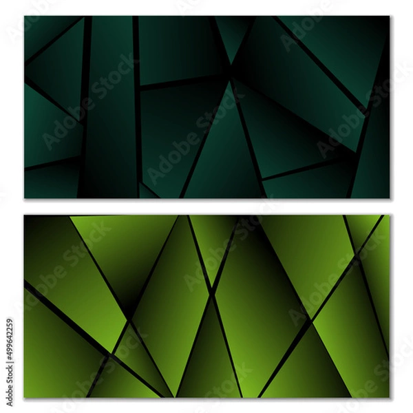 Fototapeta Abstract polygonal pattern. Set of two dark gradient polygonal backgrounds. Background design, cover, postcard, banner, wallpaper