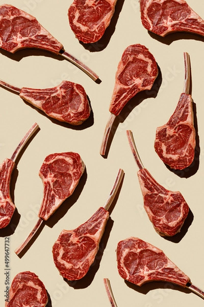 Fototapeta Pattern of Raw Tomahawk Steak