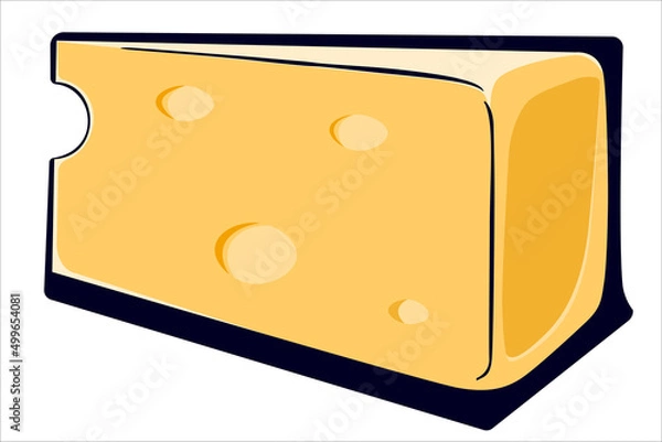 Obraz Triangular piece of aromatic cheese with round and oval holes