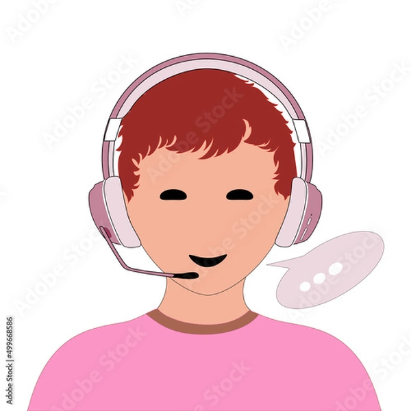 Obraz Call center operator, dialog box. flat icon. vector illustration