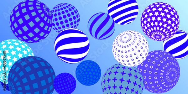 Fototapeta Retro 3d illustration abstract balls, great design for any purposes.  Modern poster for cover design.  Vector illustration design. Background wall design.