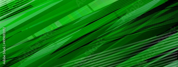 Fototapeta Dark green abstract dynamic rectangular banner. Lines, angular shapes