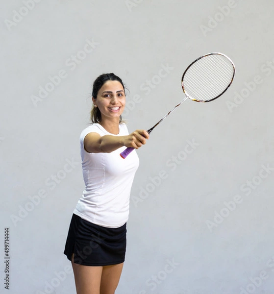 Obraz badminton player with racket	