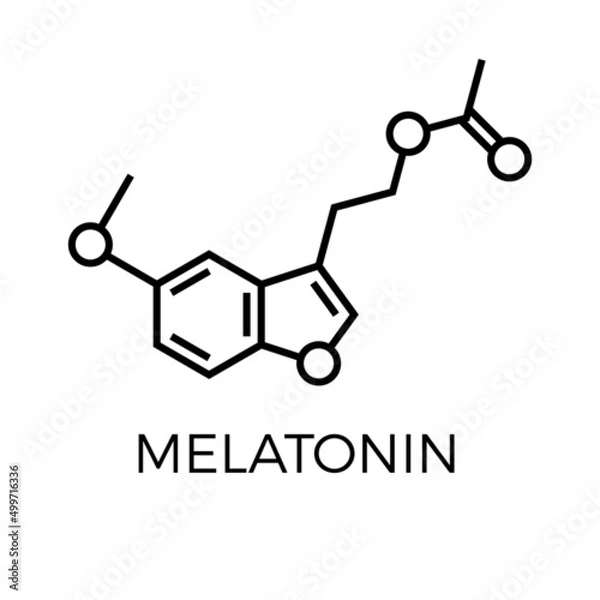 Fototapeta Vector thin line icon of melatonin molecular structure. Chemical formula