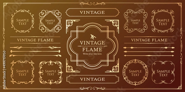 Fototapeta 高級感のある豪華なあしらい。見出しや飾り罫のセット。デザイン素材。装飾素材。	
