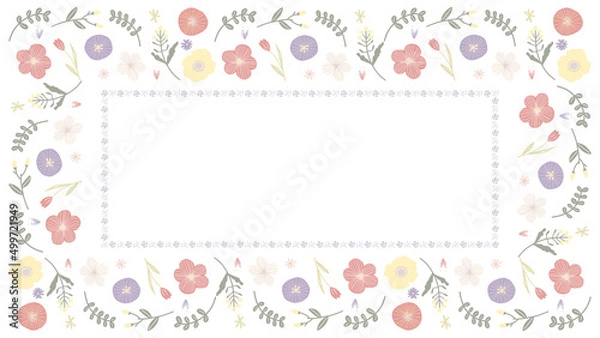 Fototapeta ピンクと紫のお花のフレーム