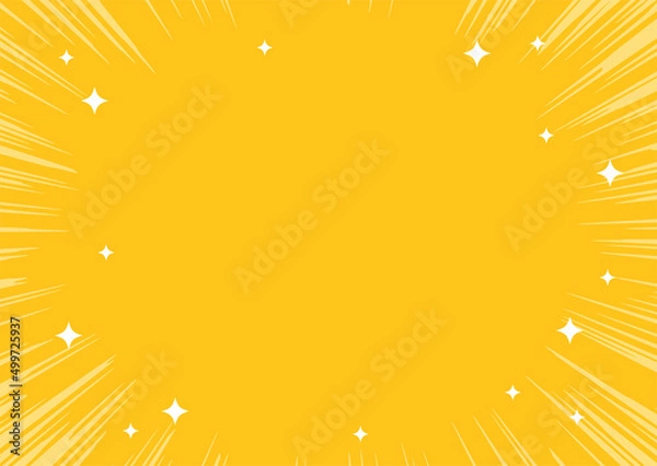 Obraz 黄色の集中線とキラキラの背景フレーム