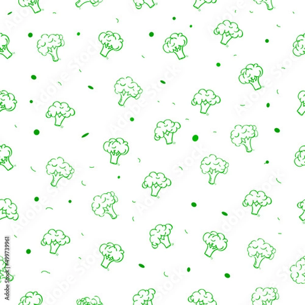 Obraz Simple Seamless Vector Background Hand Draw Sketch brocoli