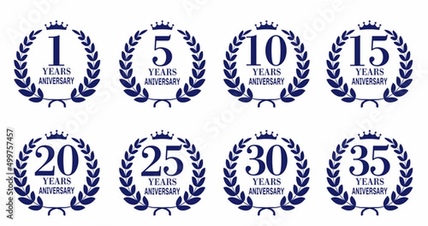 Obraz 青色の月桂冠・アニバーサリーエンブレムのセット