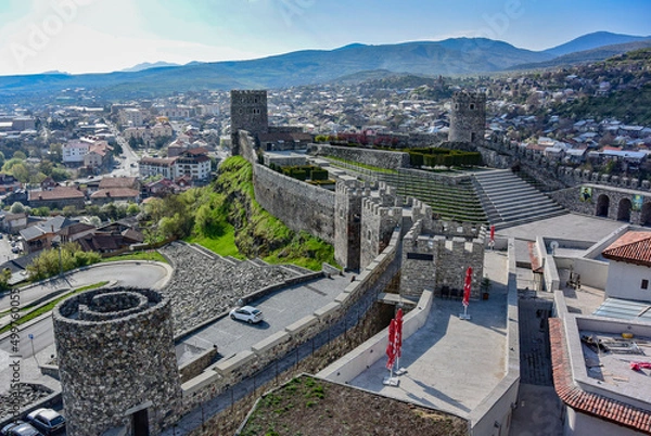Fototapeta View of Rabati Fortress-a medieval castle complex in Akhaltsikhe, April 30, 2019, Georgia.