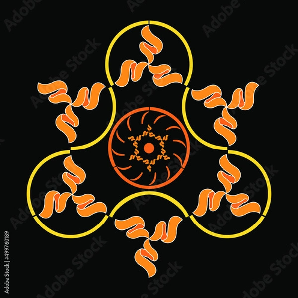 Obraz Pattern logo. Orange yellow patterns on a black background. Exclusive sign for the company.