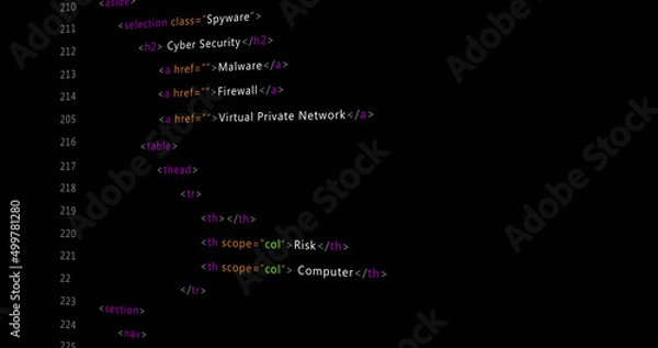 Fototapeta Image of computer data processing over black background