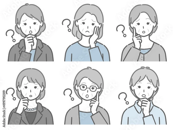 Fototapeta 疑問に思う高齢女性の上半身セット