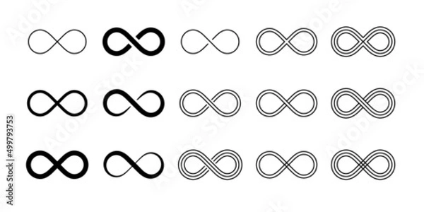 Fototapeta Infinity symbol set editable stroke isolated on white background. Vector