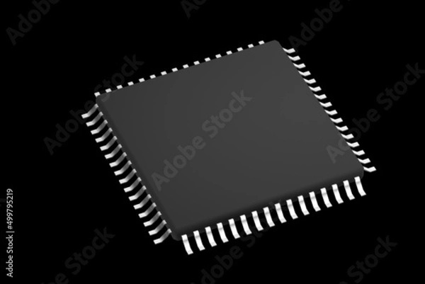 Obraz 3d rendering model of processor controller microchip