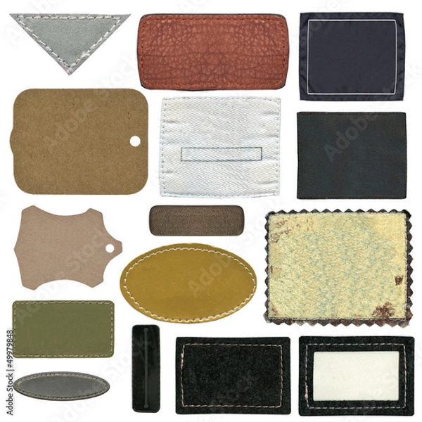 Obraz Blank leather, textile jeans labels