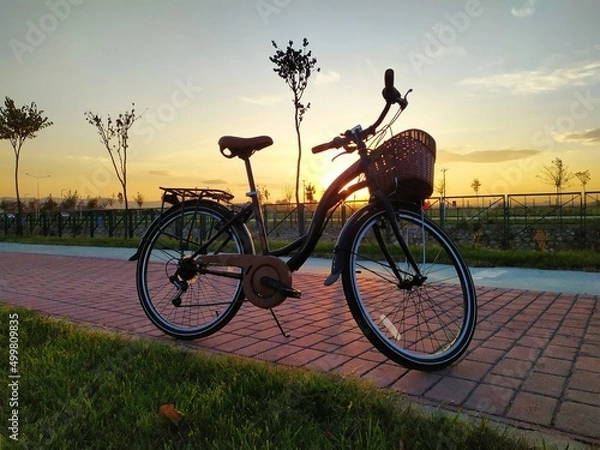 Obraz bike on sunset