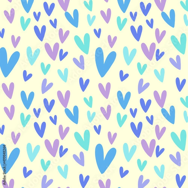 Fototapeta Seamless pattern background hand drawn heart in pastel color tone
