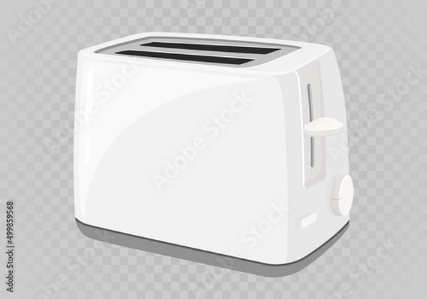 Fototapeta Toaster flat illustration. Graphic illustration of kitchen equipment isolated on white background. Isometric toaster. Cartoon style.