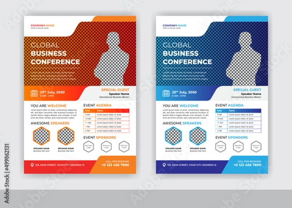 Fototapeta Abstract Global Business Conference And Summit Flyer Template Design