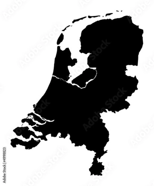 Fototapeta Detailed b/w map of Netherlands