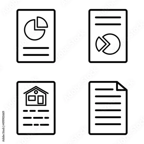 Fototapeta Docs1-2 Flat Icon Set Isolated On White Background