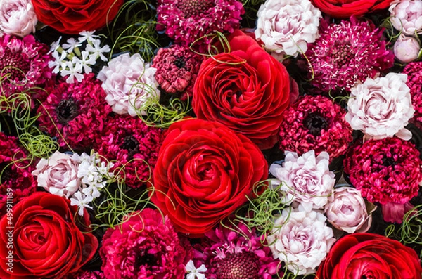 Obraz Composition of red and white flowers