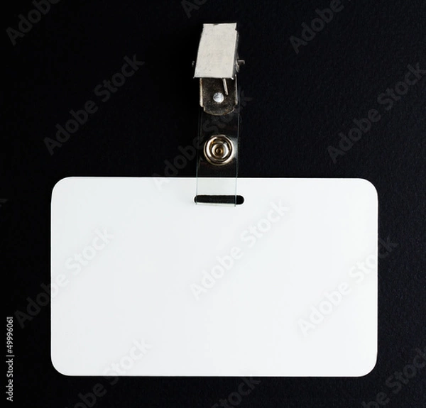 Obraz blank white id card on black background