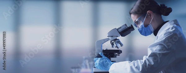 Fototapeta Researcher using a professional microscope