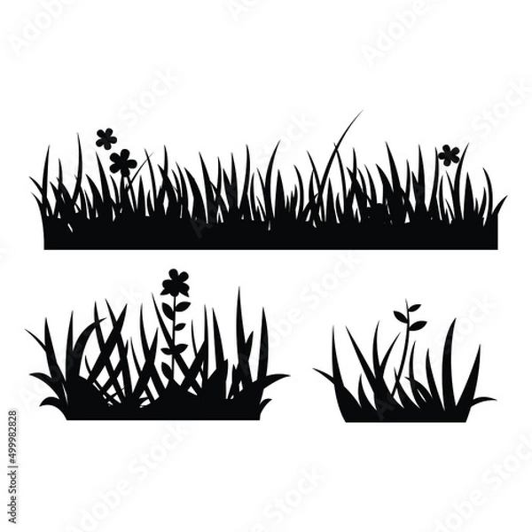 Obraz black grass border silhouettes collection