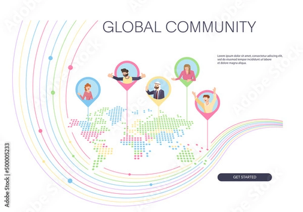 Fototapeta Web banner template with global community and network connections